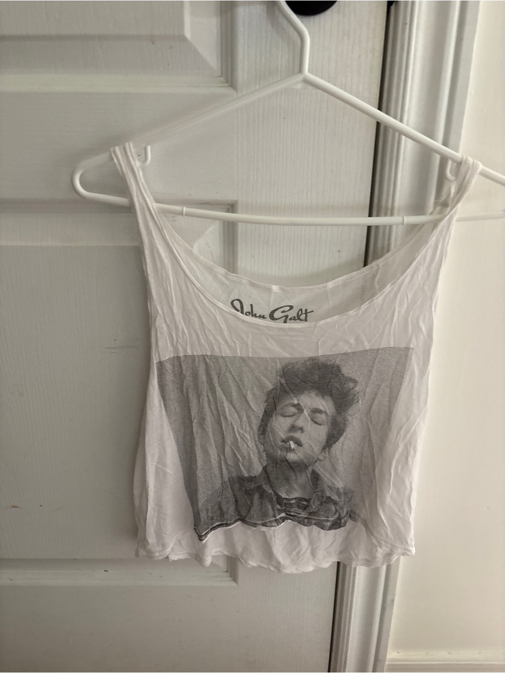 Brandy Melville White Graphic Photo Crop Tank